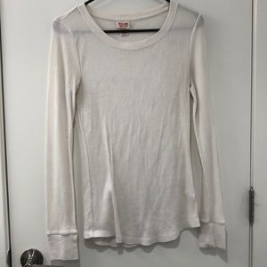 White waffle long sleeve shirt